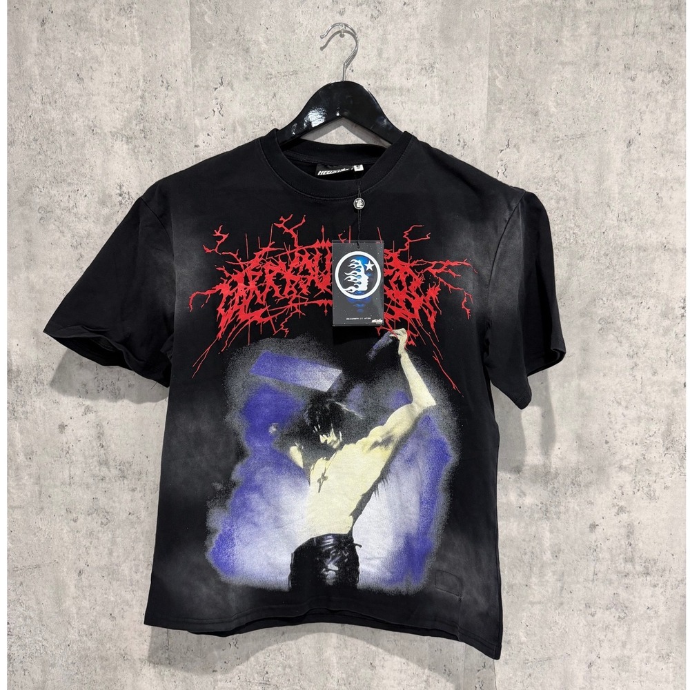 Hellstar Mens Graphic Tee Black Red Gothic Streetwear T-Shirt Size Medium NEW
